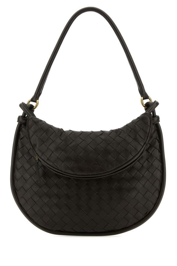 Bottega Veneta Woman Dark Brown Leather Medium Gemelli Shoulder Bag