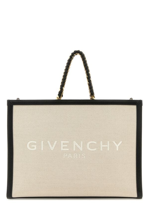 Givenchy Woman Two-Tone Canvas And Leather Medium G-Tote Handbag