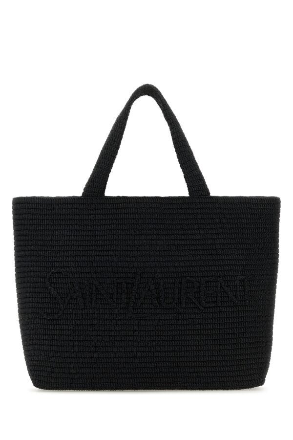 Saint Laurent Man Black Raffia Saint Laurent Shopping Bag