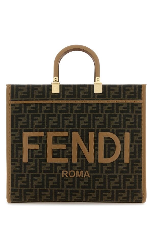 Fendi Woman Embroidered Fabric Medium Sunshine Shopping Bag