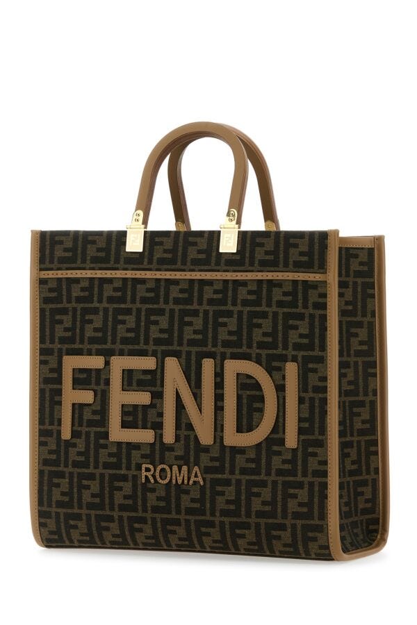 Fendi Woman Embroidered Fabric Medium Sunshine Shopping Bag