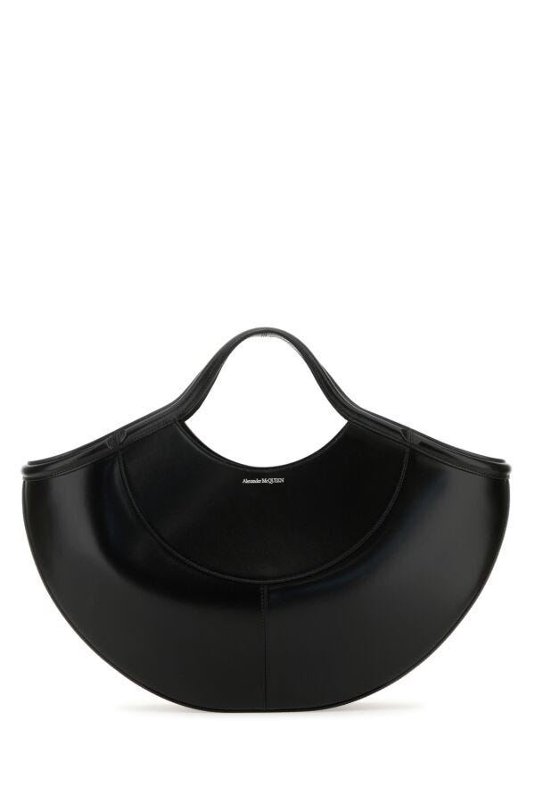 Alexander Mcqueen Woman Black Leather The Cove Shopping Bag