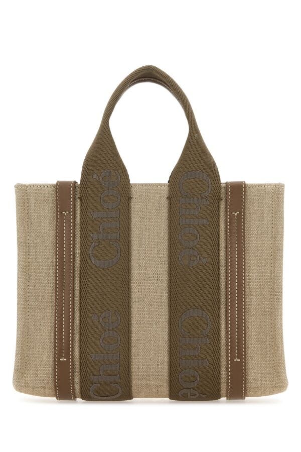 Chloe Woman Multicolor Linen Small Woody Shopping Bag