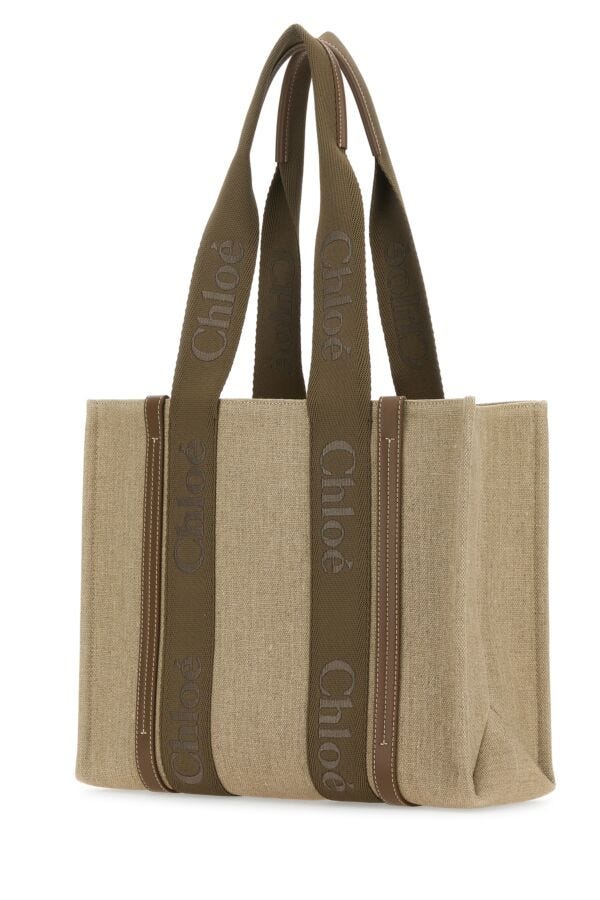 Chloe Woman Multicolor Linen Woody Shopping Bag