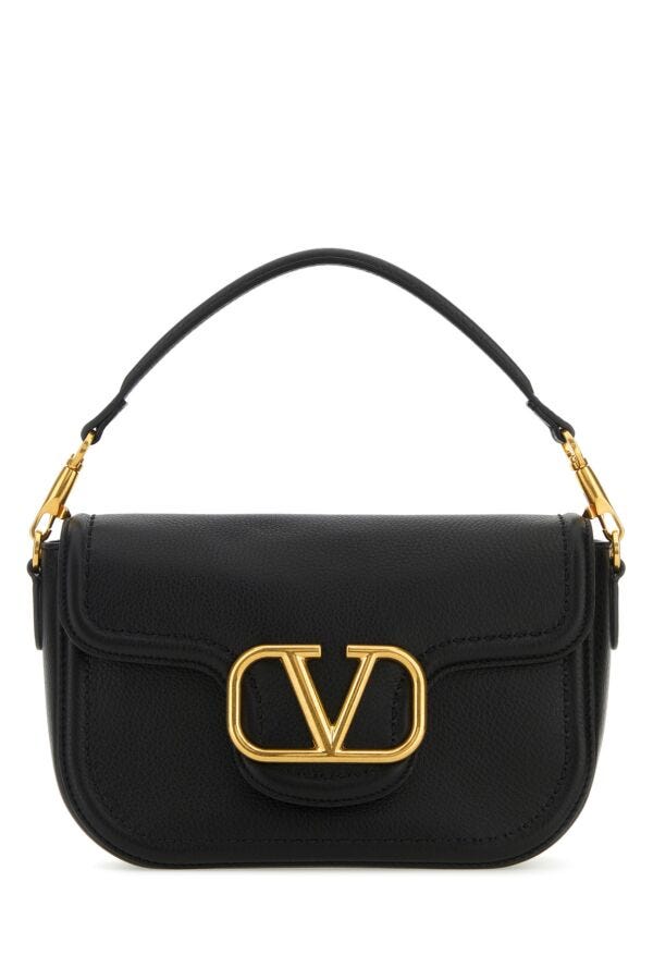 Valentino Garavani Woman Black Leather Alltime Shoulder Bag