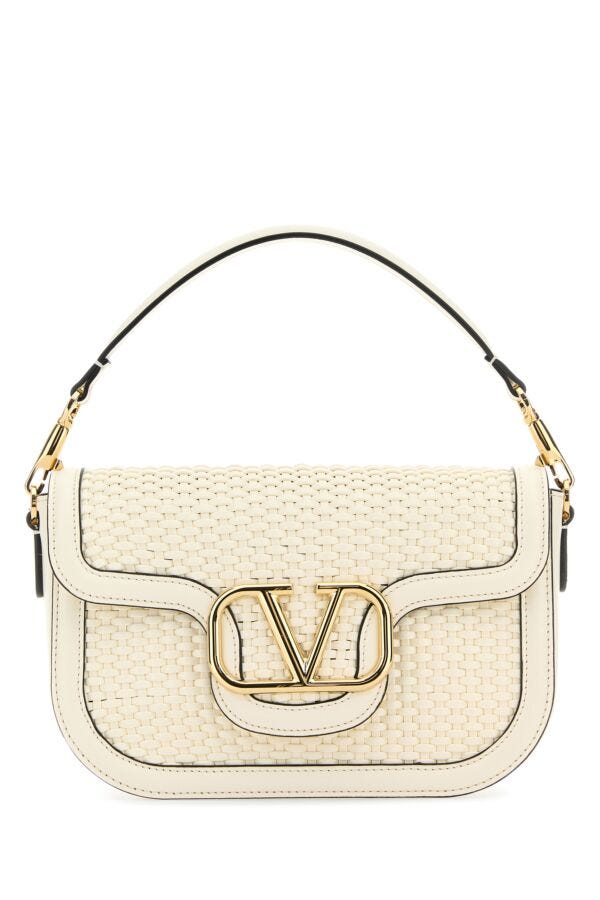 Valentino Garavani Woman Ivory Leather Alltime Shoulder Bag