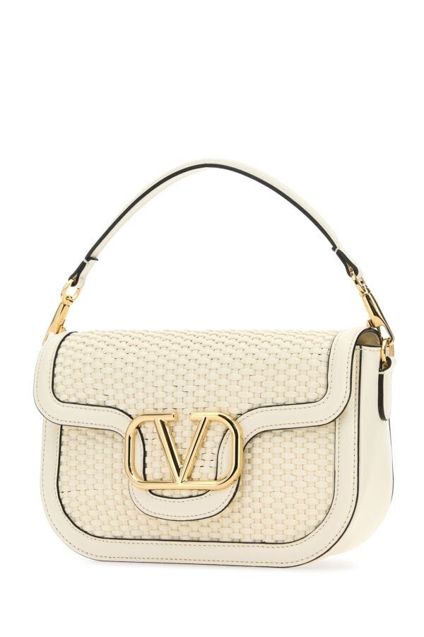 Valentino Garavani Woman Ivory Leather Alltime Shoulder Bag
