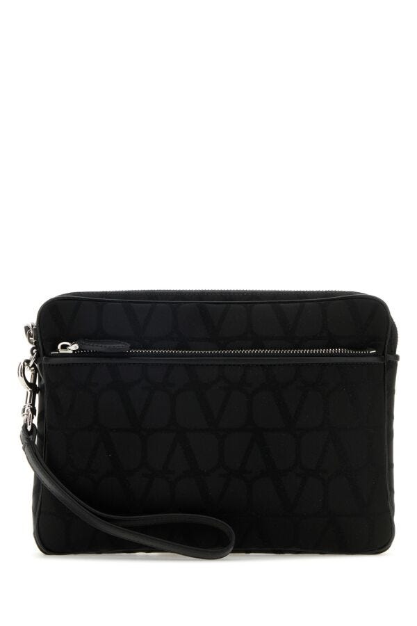 Valentino Garavani Man Black Toile Iconographe Clutch