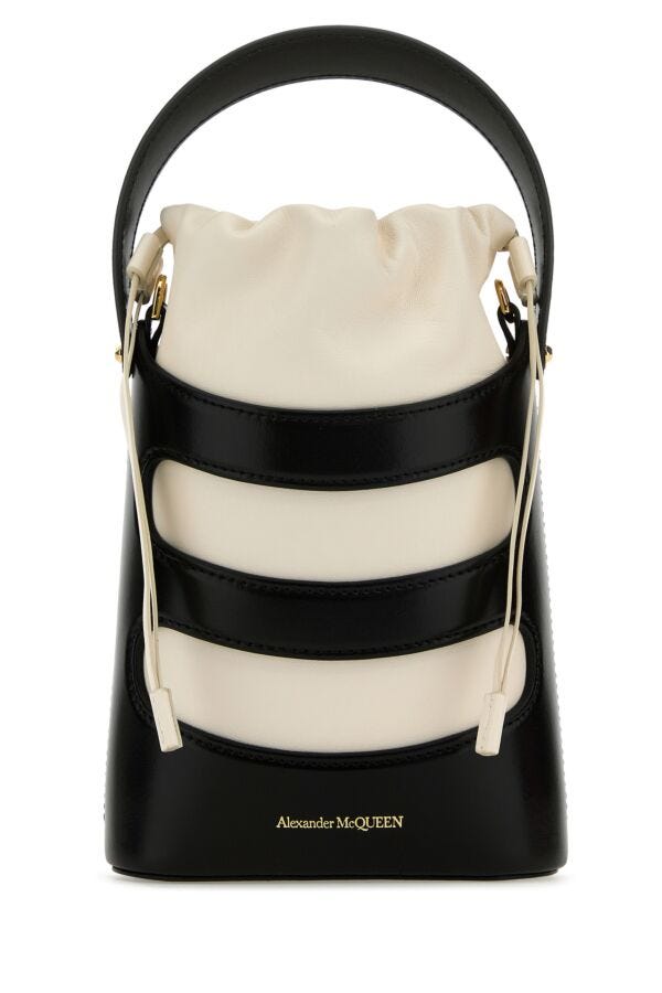 Alexander Mcqueen Woman Two-Tone Leather Mini The Rise Bucket Bag