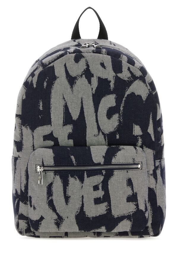 Alexander Mcqueen Man Embroidered Fabric Mcqueen Graffiti Backpack