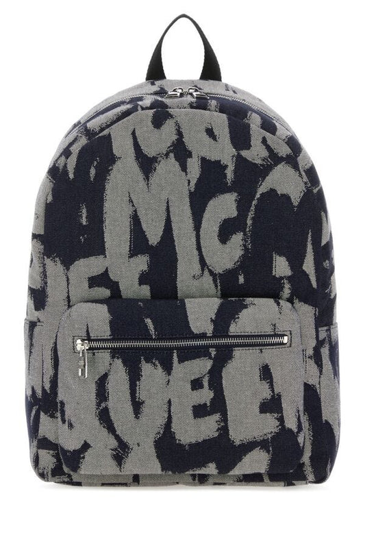 Alexander Mcqueen Man Embroidered Fabric Mcqueen Graffiti Backpack