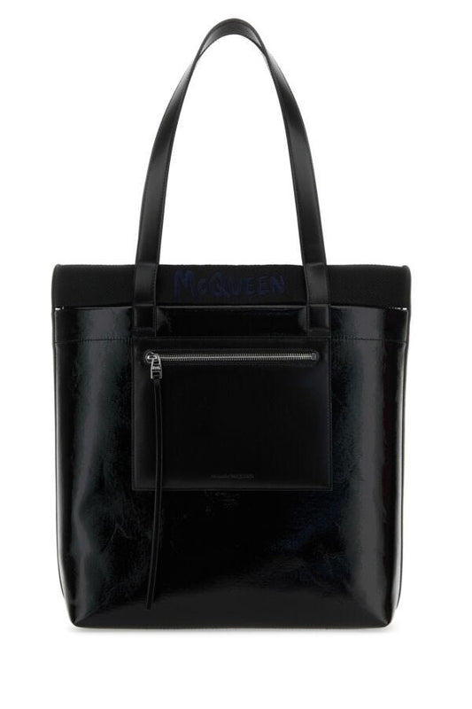 Alexander Mcqueen Man Black Canvas Shopping Bag