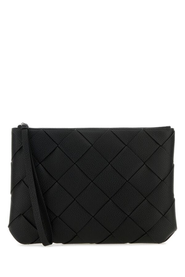 Bottega Veneta Man Black Leather Large Diago Clutch