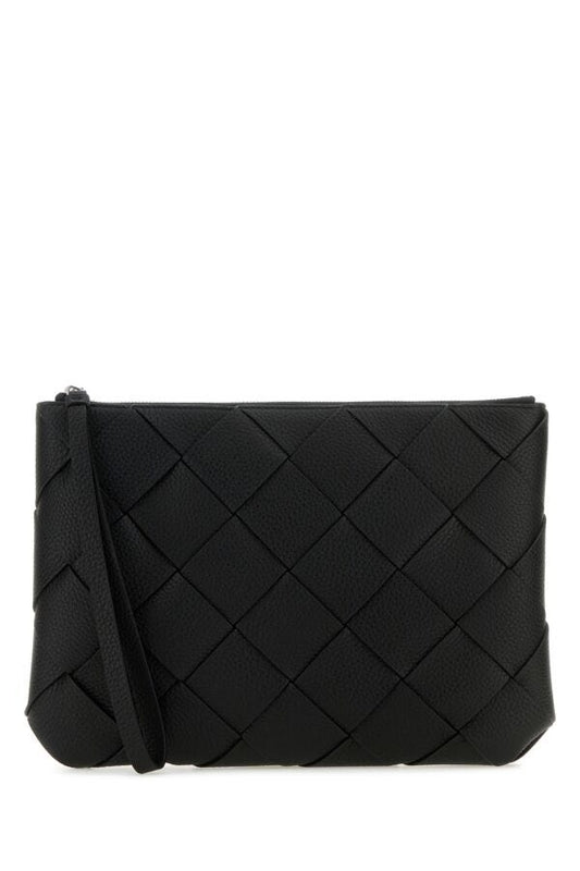 Bottega Veneta Man Black Leather Large Diago Clutch