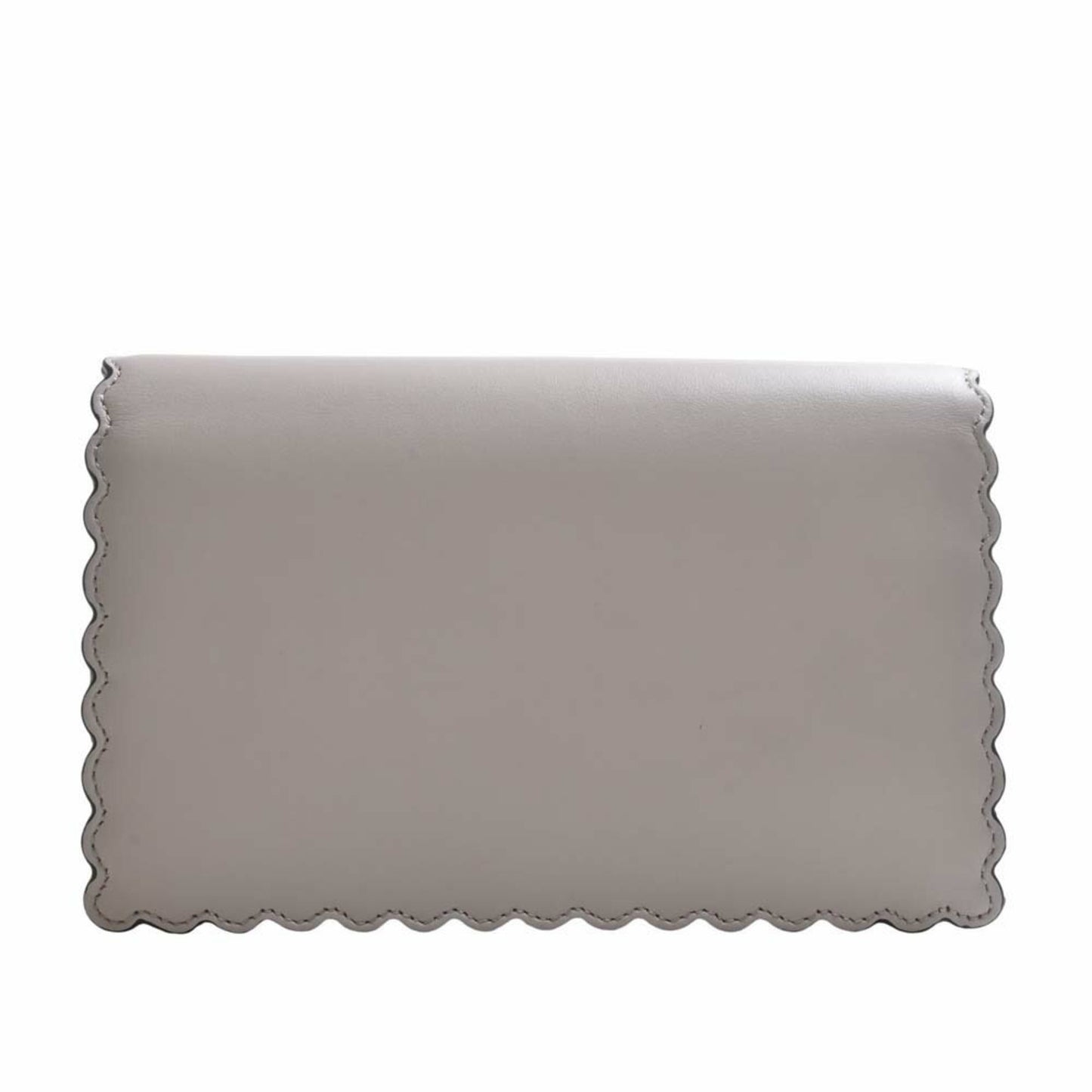 FENDI Leather Chain Shoulder Long Wallet 8M0346 Gray Ladies