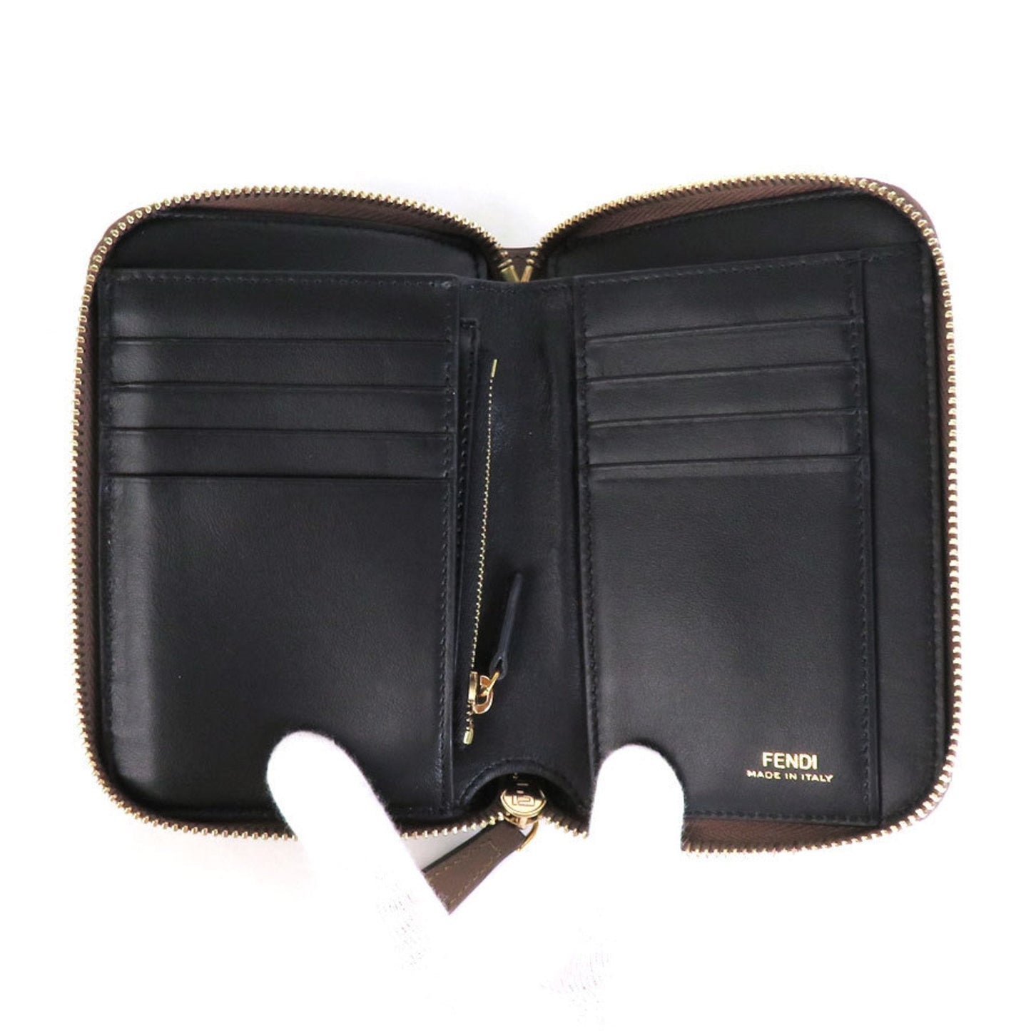 FENDI Bifold Wallet Visor Way Leather Brown Women's 8M0401-6GM
