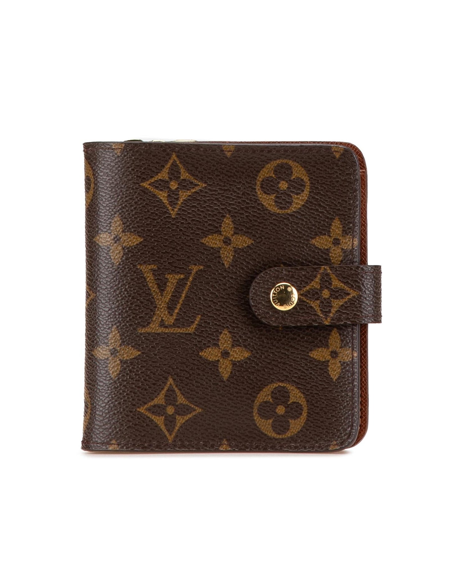 Monogram Bi-Fold Wallet with Snap Closure and Interior Zip Compartment