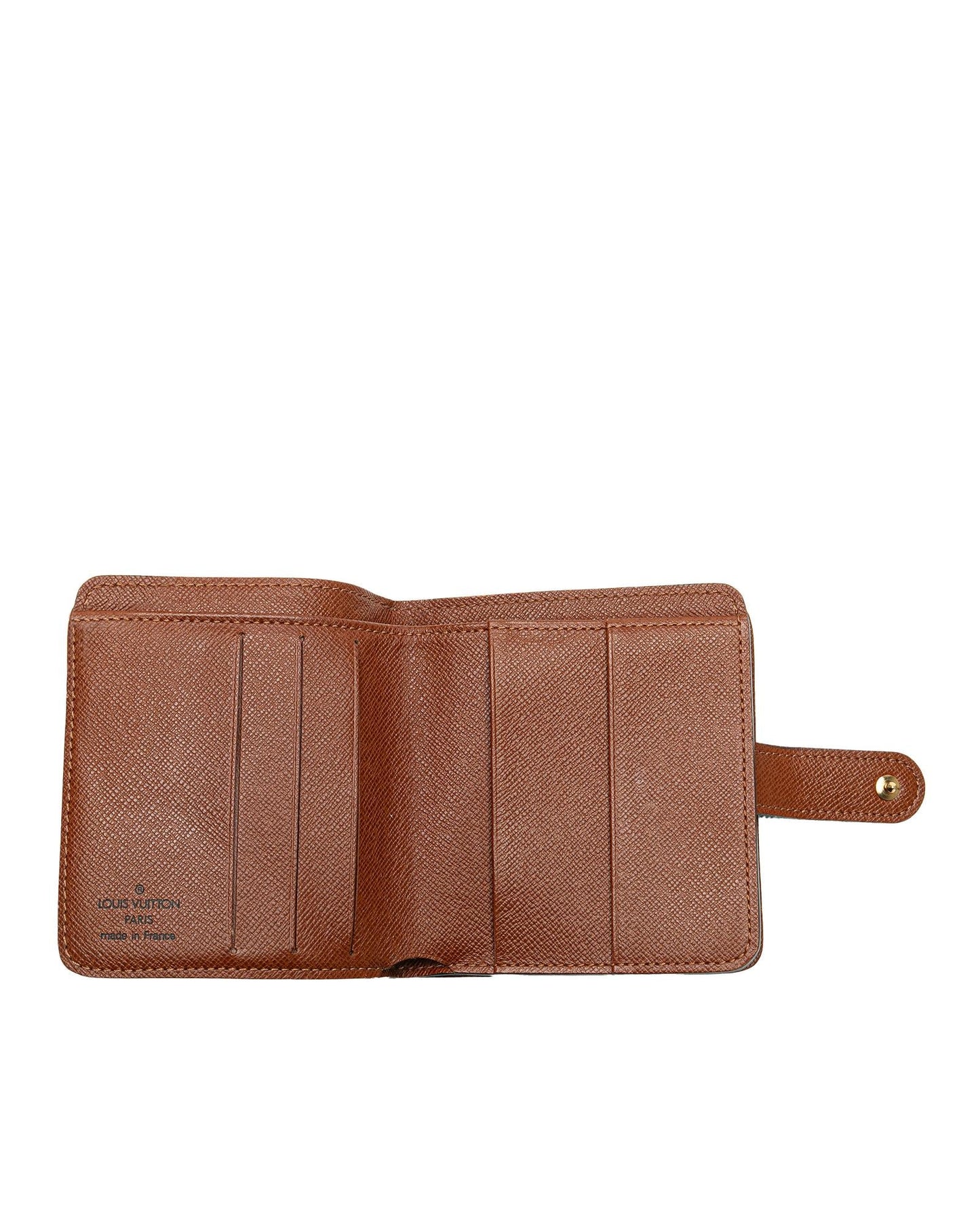 Monogram Bi-Fold Wallet with Snap Closure and Interior Zip Compartment