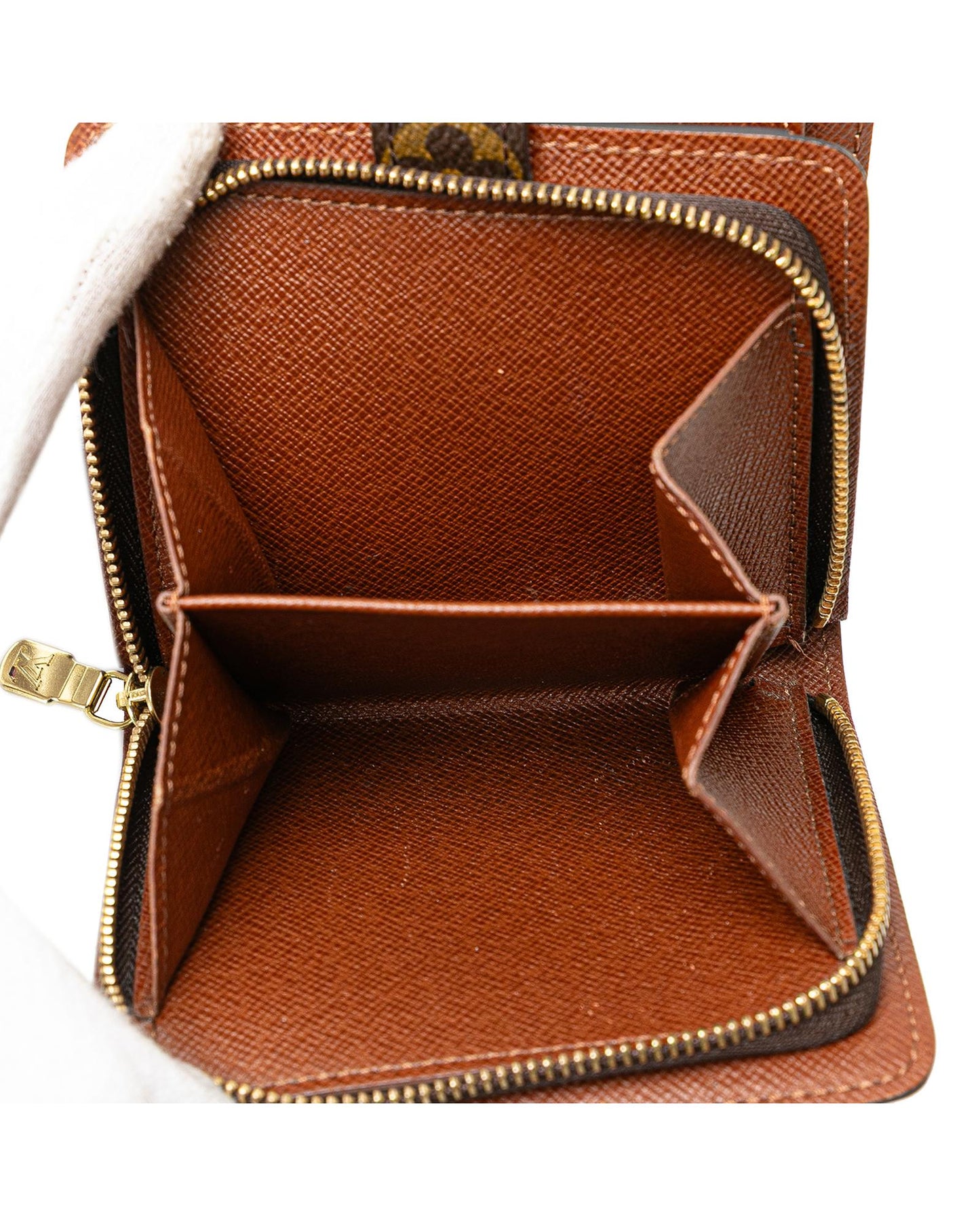 Monogram Bi-Fold Wallet with Snap Closure and Interior Zip Compartment