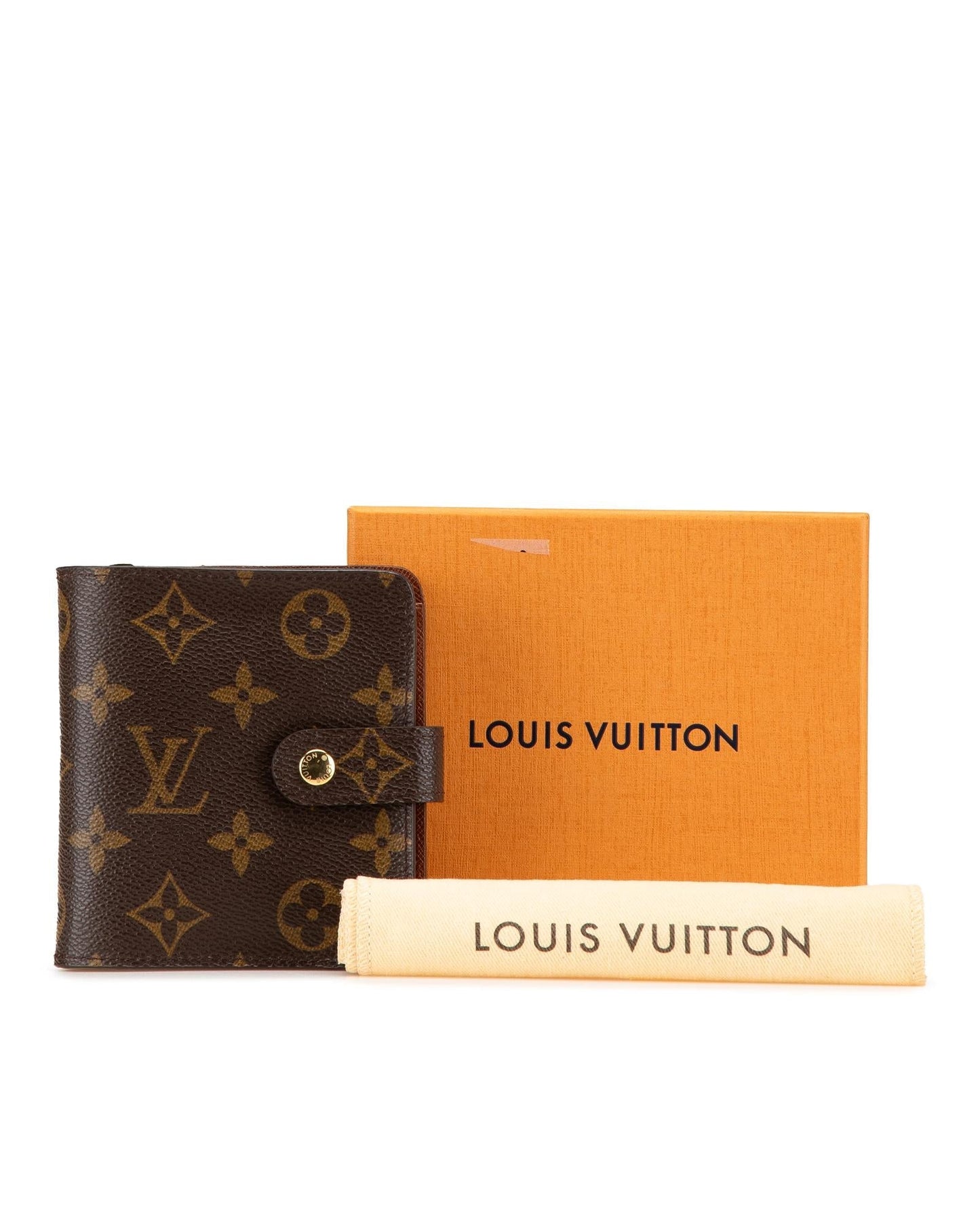 Monogram Bi-Fold Wallet with Snap Closure and Interior Zip Compartment