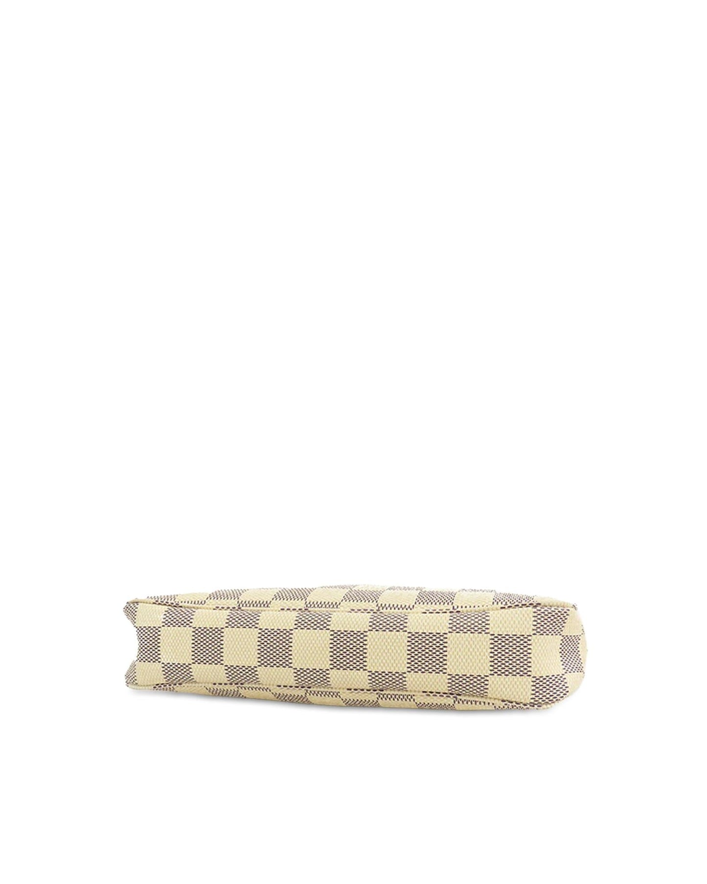 Damier Azur Canvas Pochette with Vachetta Leather Strap and Zip Closure