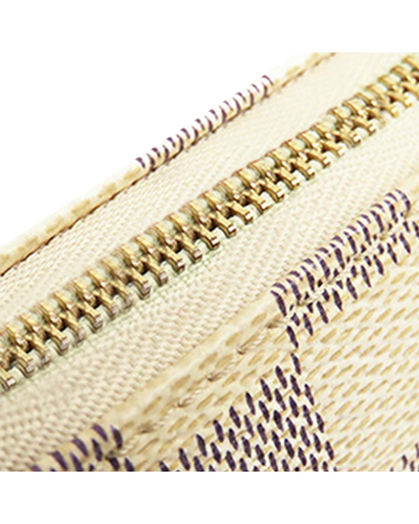 Damier Azur Canvas Pochette with Vachetta Leather Strap and Zip Closure