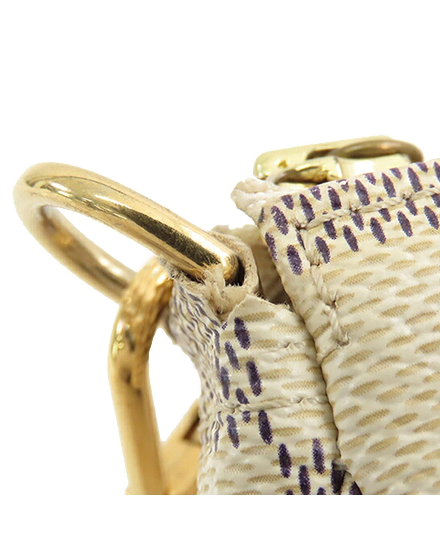 Damier Azur Canvas Pochette with Vachetta Leather Strap and Zip Closure