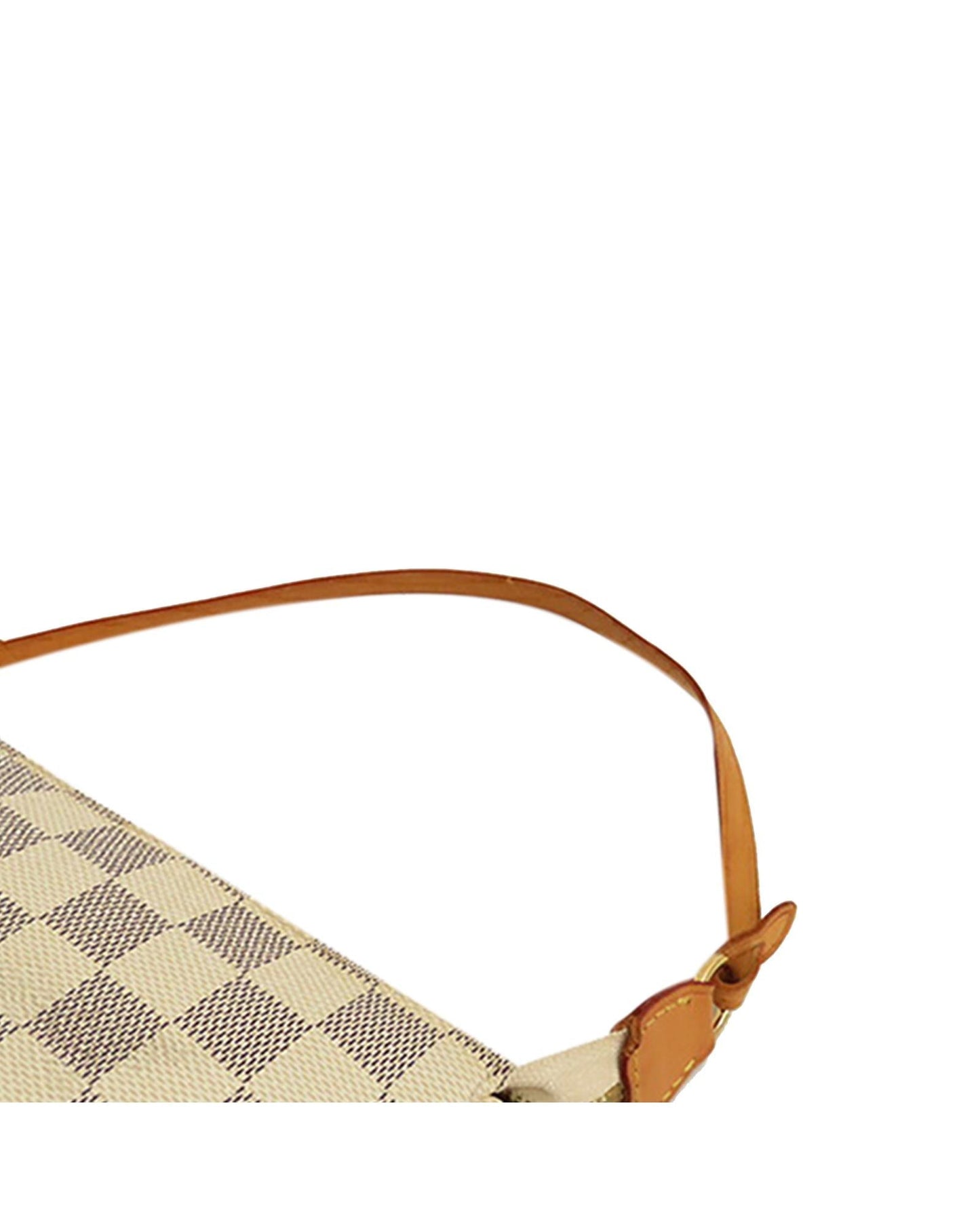 Damier Azur Canvas Pochette with Vachetta Leather Strap and Zip Closure