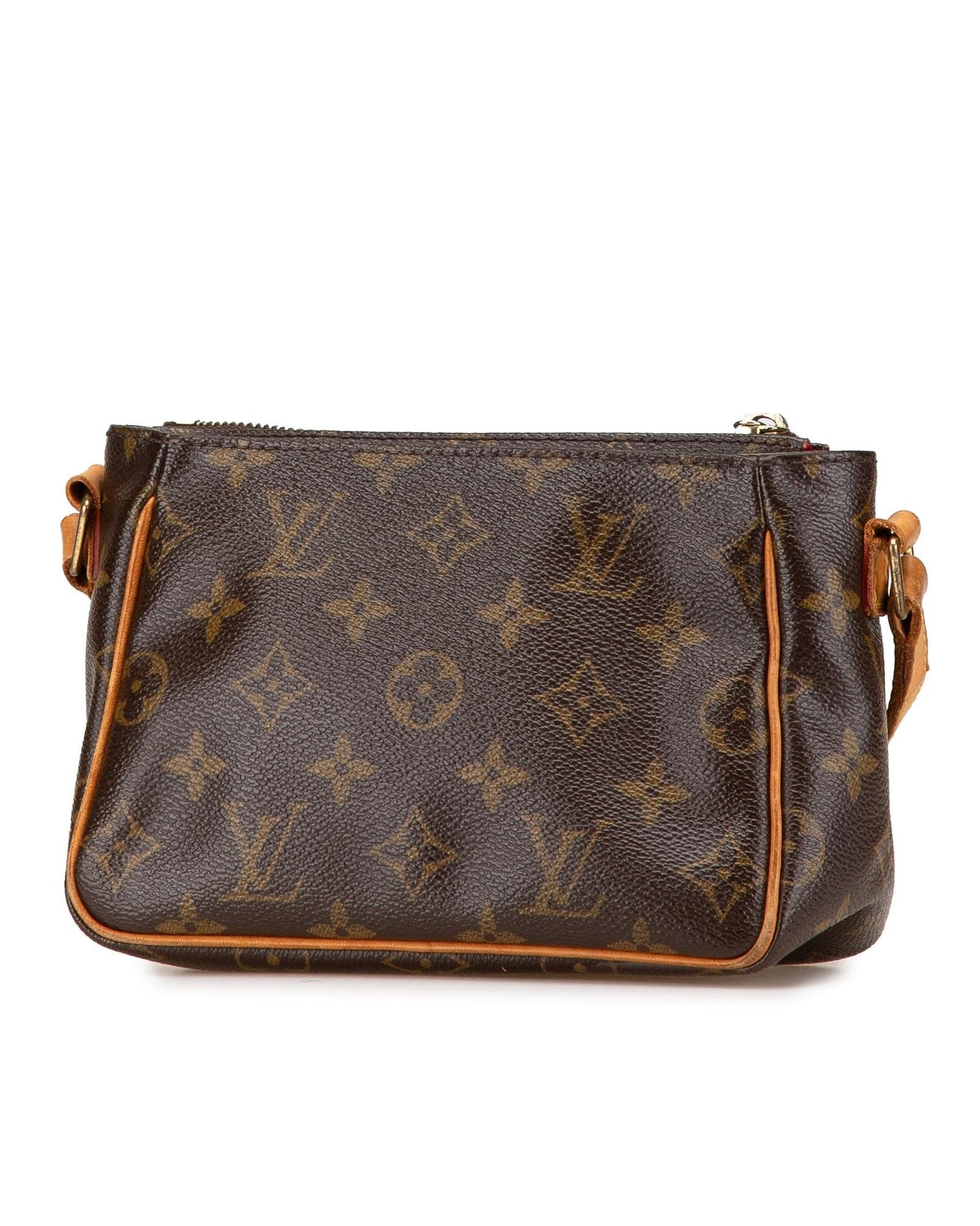 Monogram Canvas Shoulder Bag with Vachetta Leather Trim and Front Flap Pocket