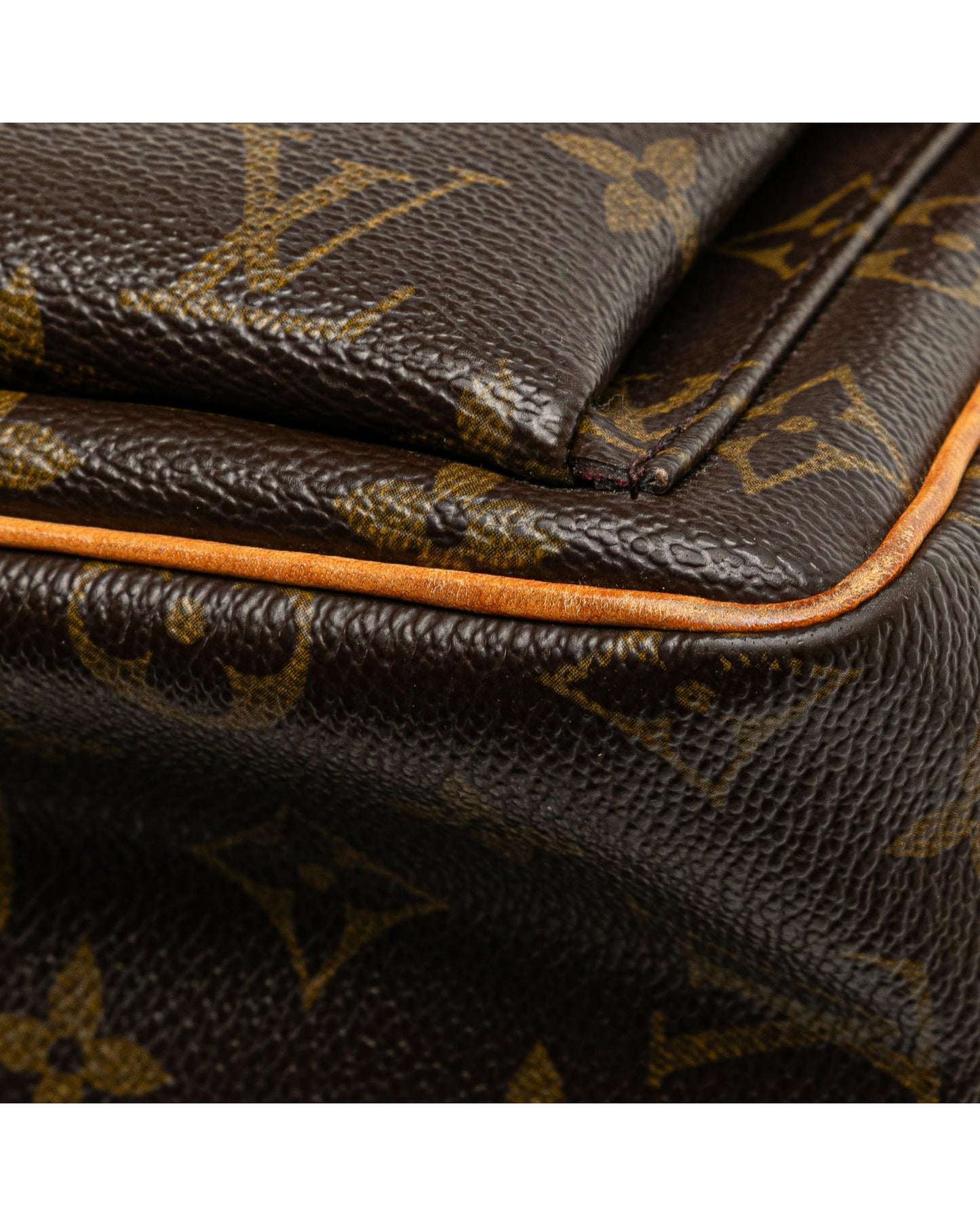 Monogram Canvas Shoulder Bag with Vachetta Leather Trim and Front Flap Pocket