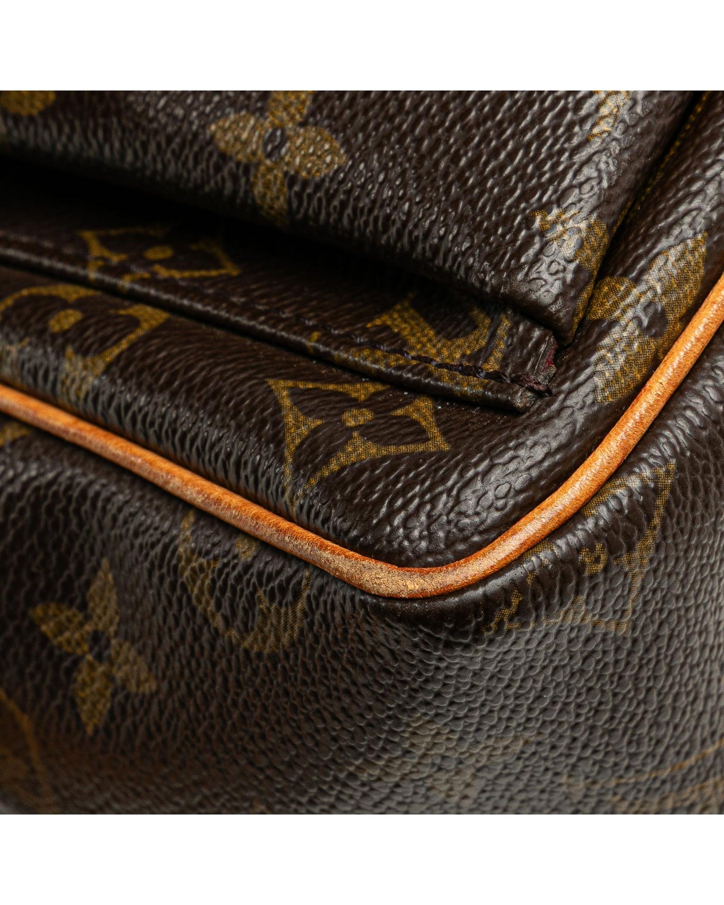 Monogram Canvas Shoulder Bag with Vachetta Leather Trim and Front Flap Pocket