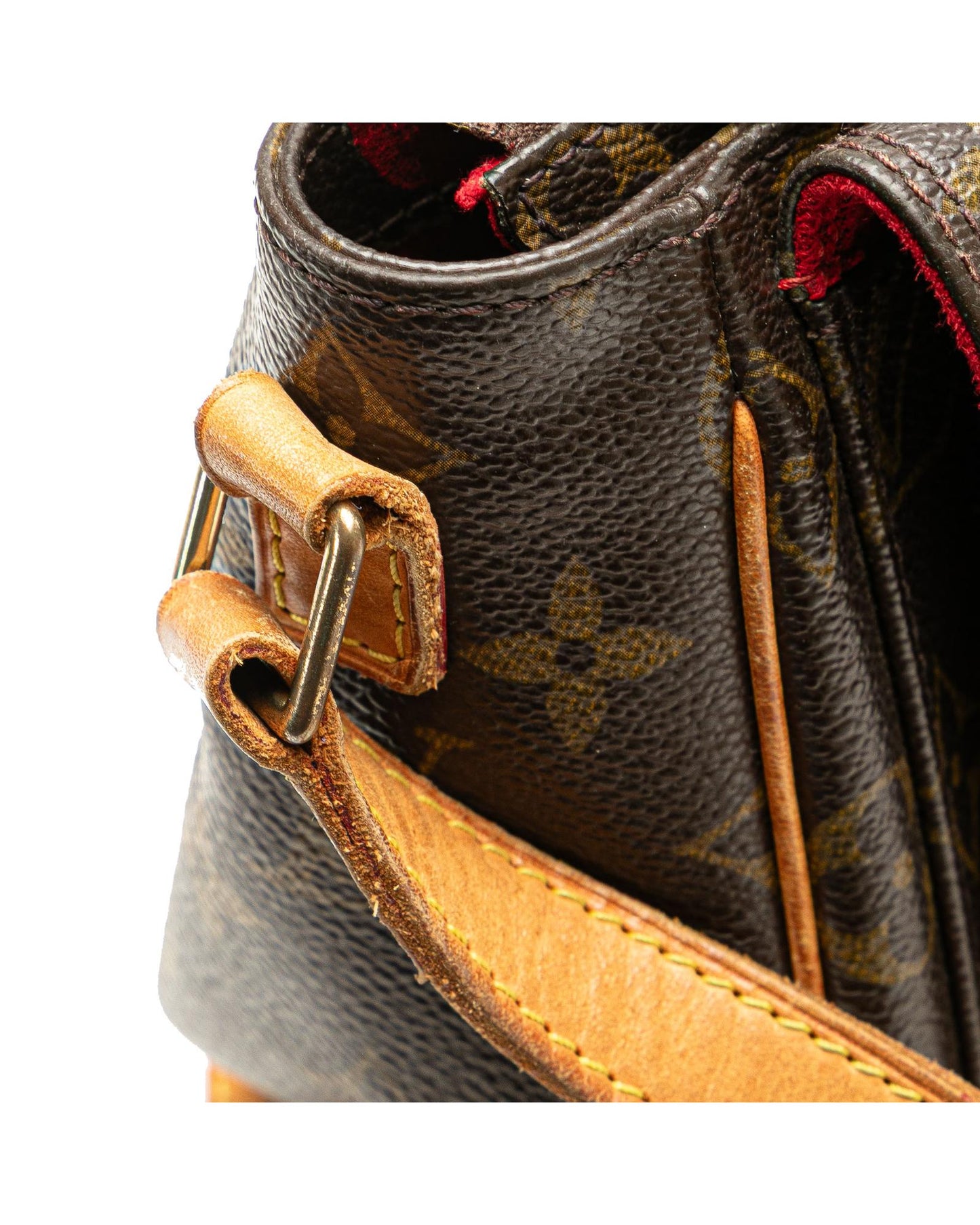 Monogram Canvas Shoulder Bag with Vachetta Leather Trim and Front Flap Pocket