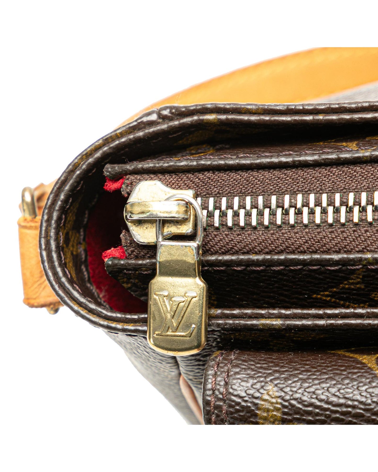Monogram Canvas Shoulder Bag with Vachetta Leather Trim and Front Flap Pocket