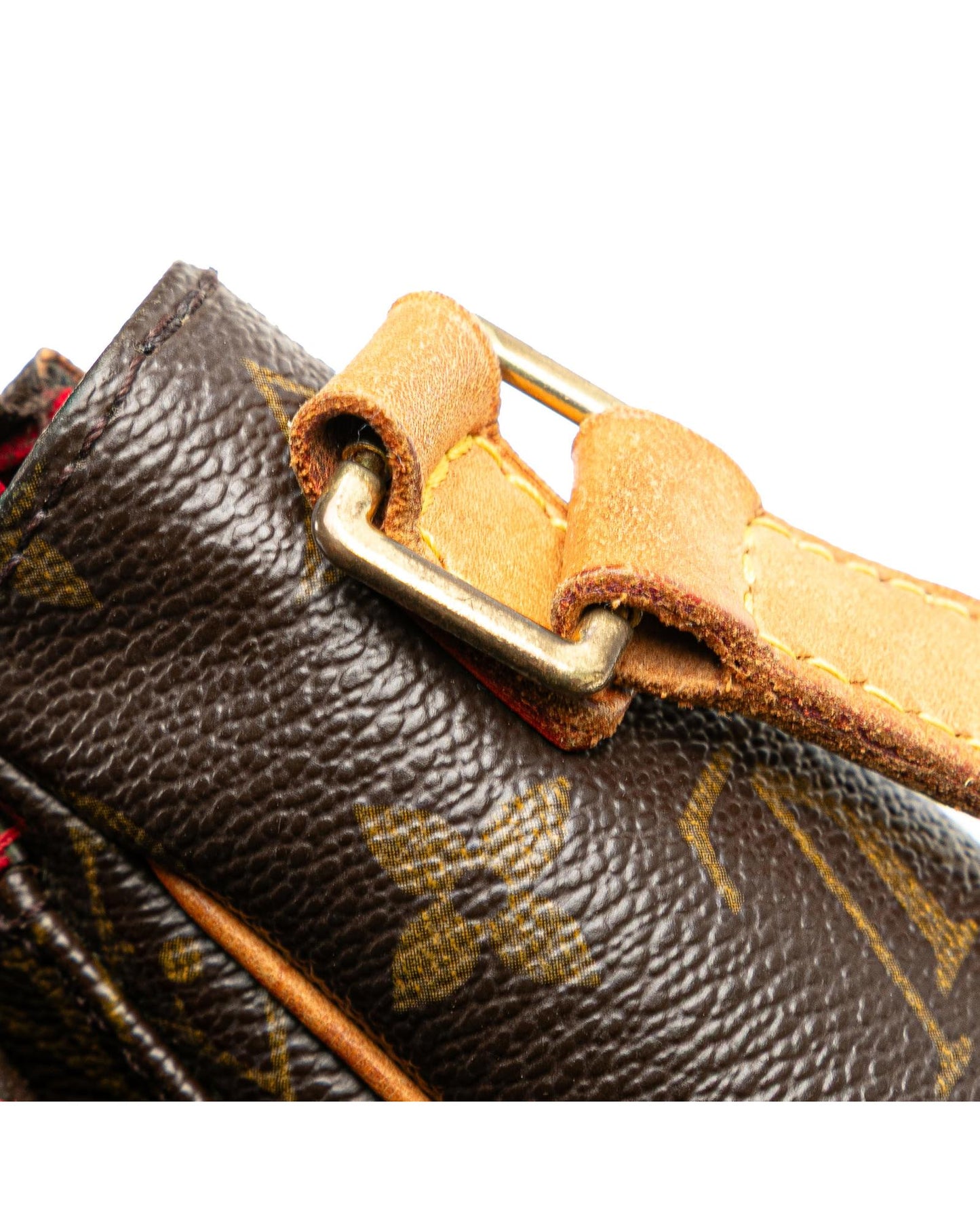 Monogram Canvas Shoulder Bag with Vachetta Leather Trim and Front Flap Pocket
