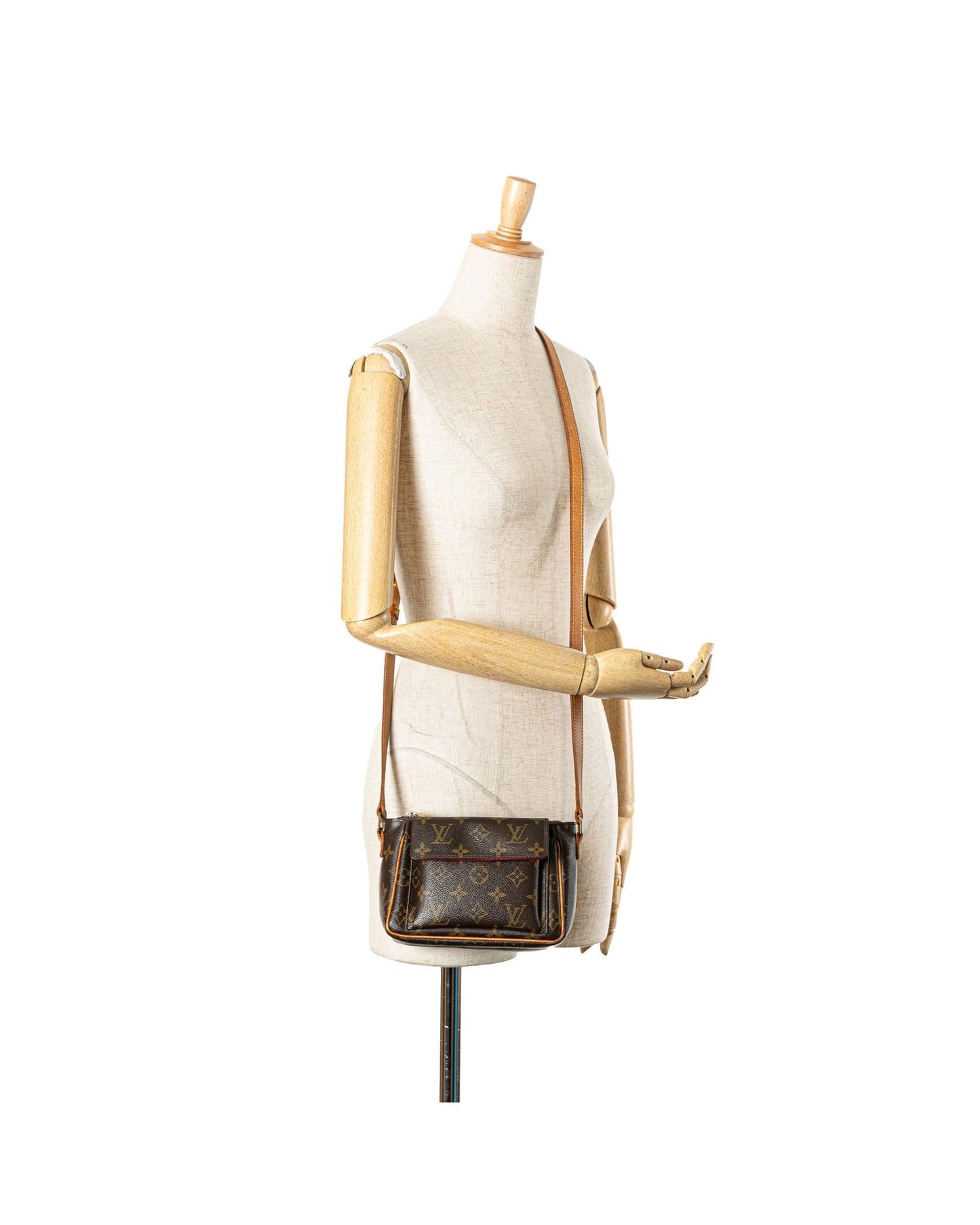 Monogram Canvas Shoulder Bag with Vachetta Leather Trim and Front Flap Pocket