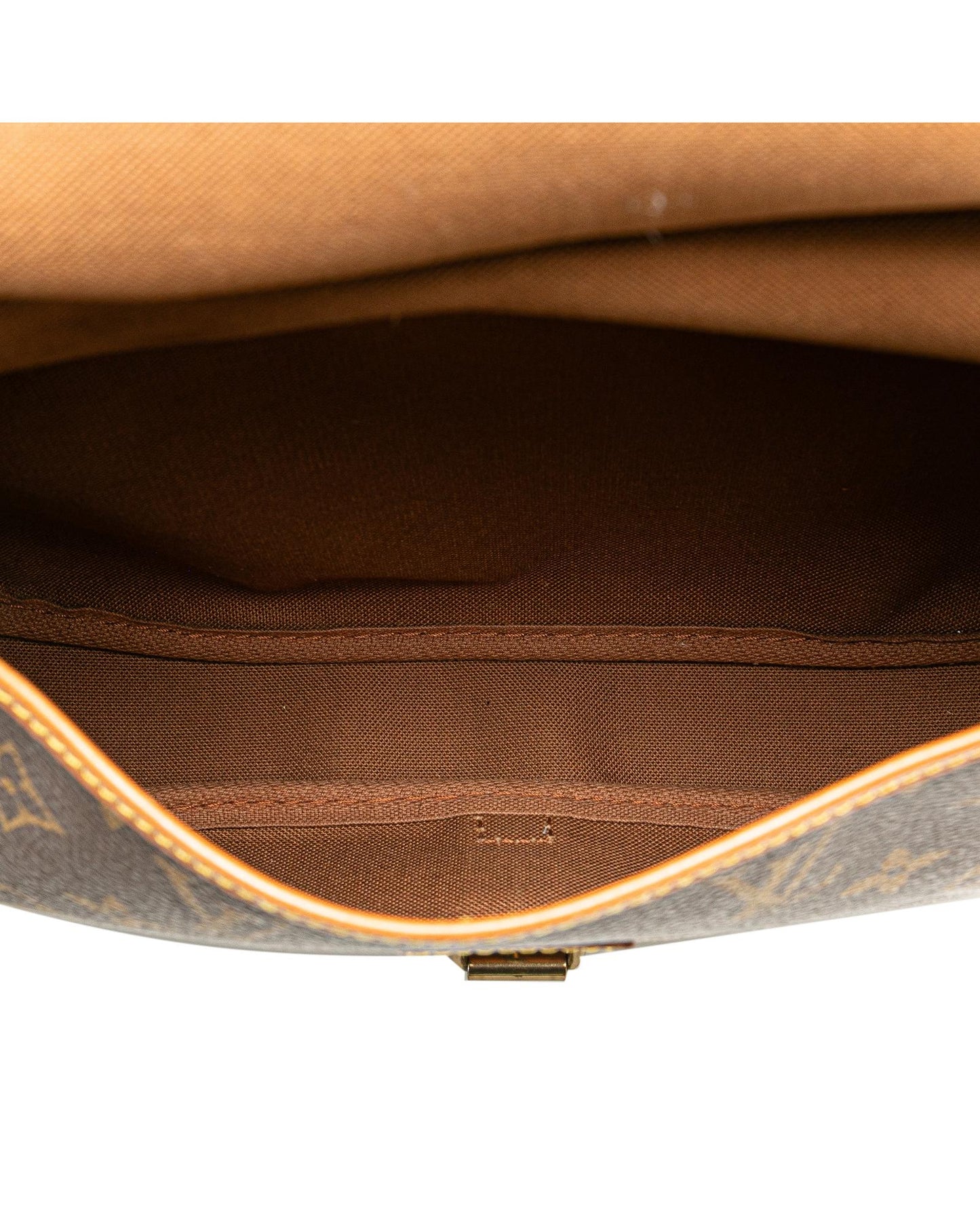 Monogram Canvas Shoulder Bag with Leather Trim and Double Compartments