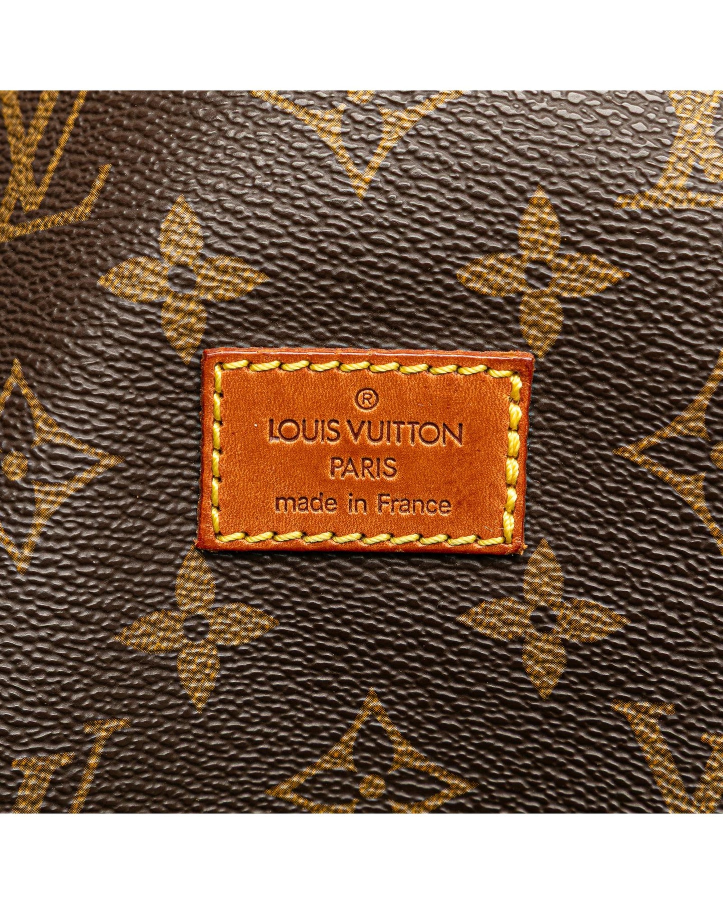Monogram Canvas Shoulder Bag with Leather Trim and Double Compartments