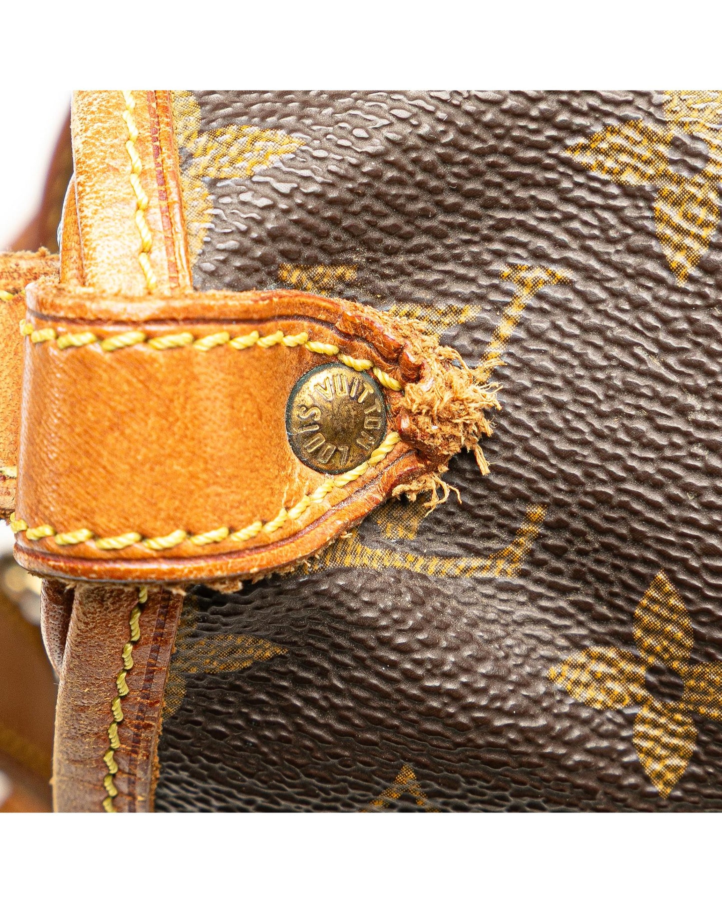 Monogram Canvas Shoulder Bag with Leather Trim and Double Compartments