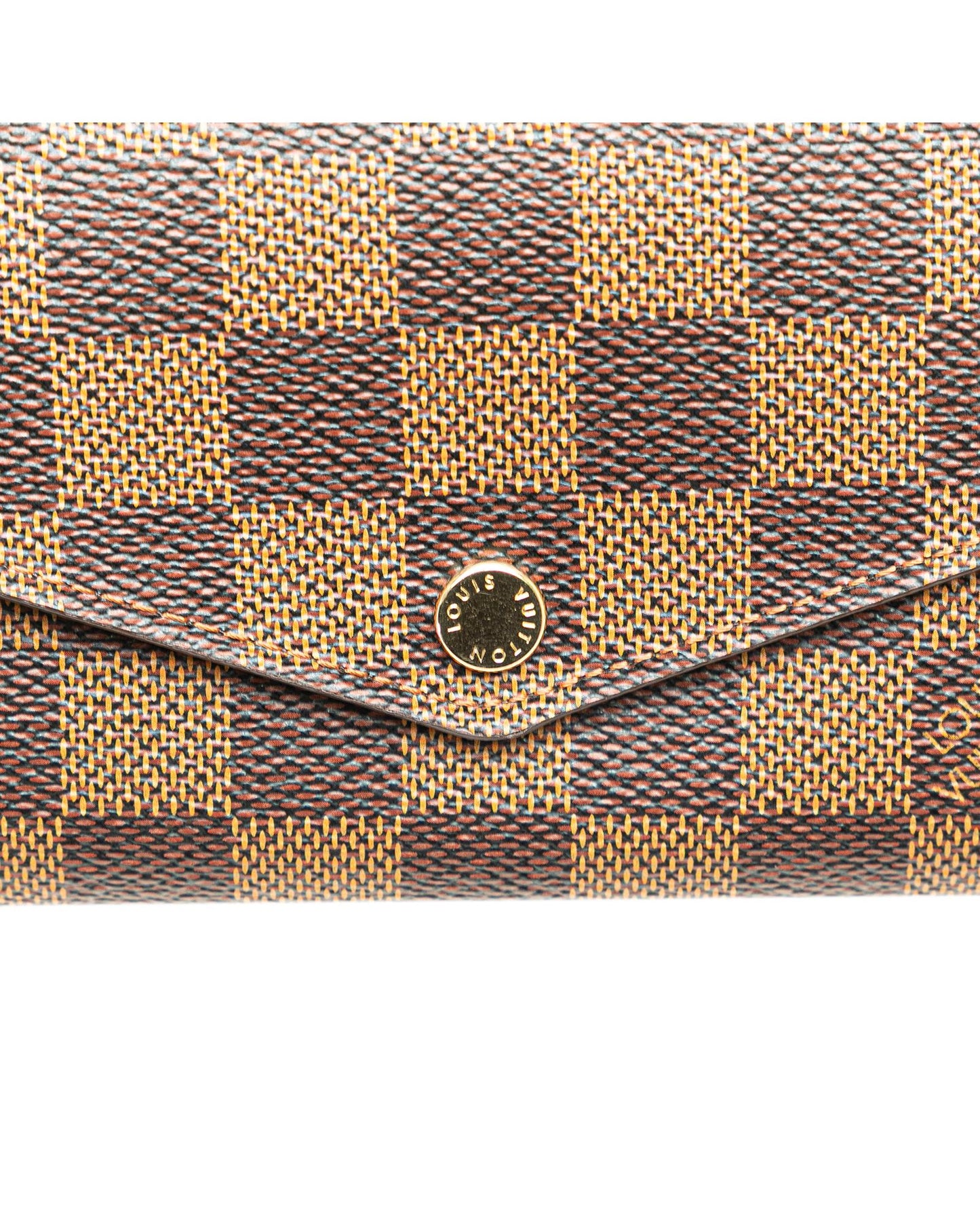 Damier Ebene Canvas Wallet with Snap Button Closure and Multiple Pockets