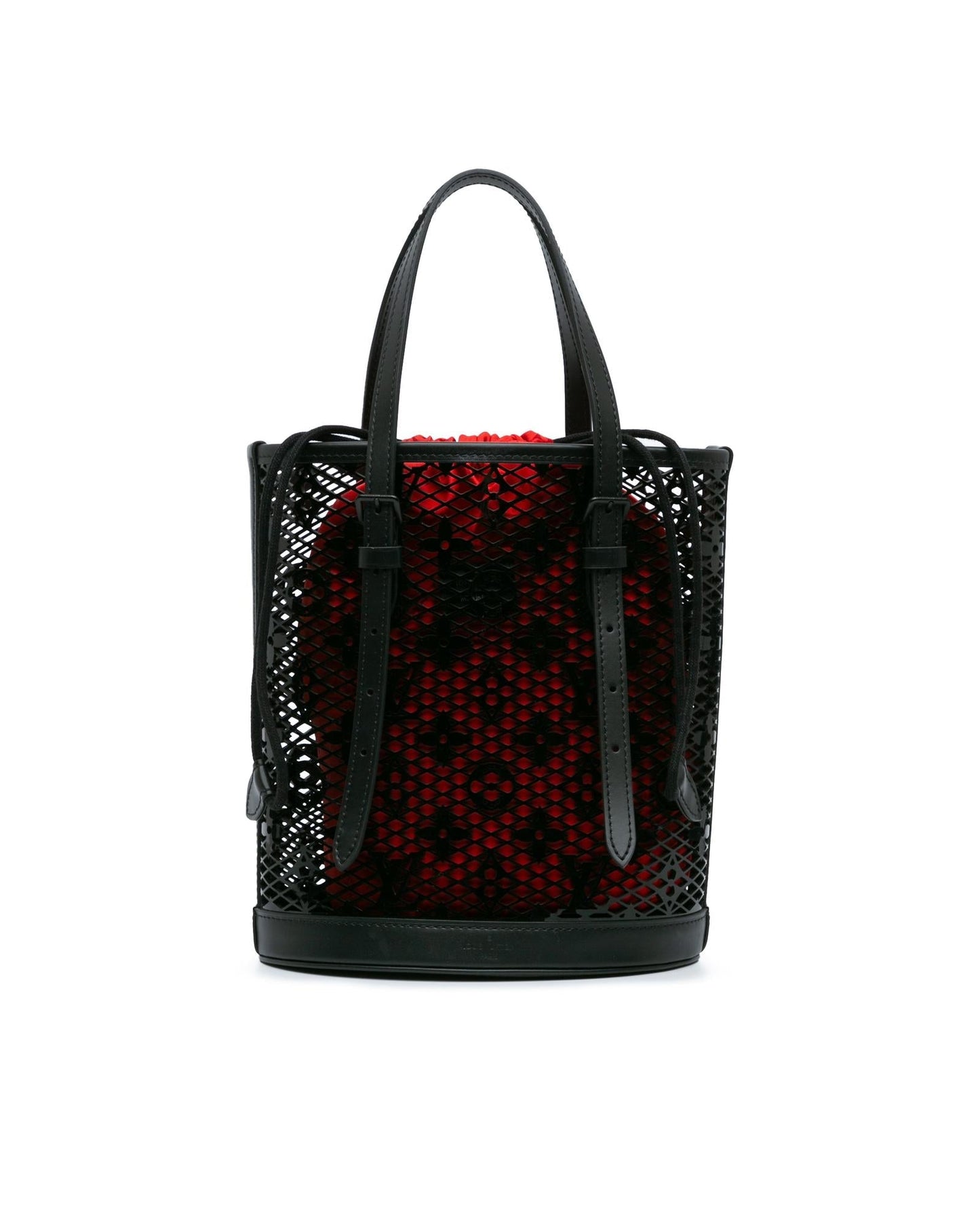 Monogram Lace Bucket PM with Adjustable Straps and Fabric Pouch