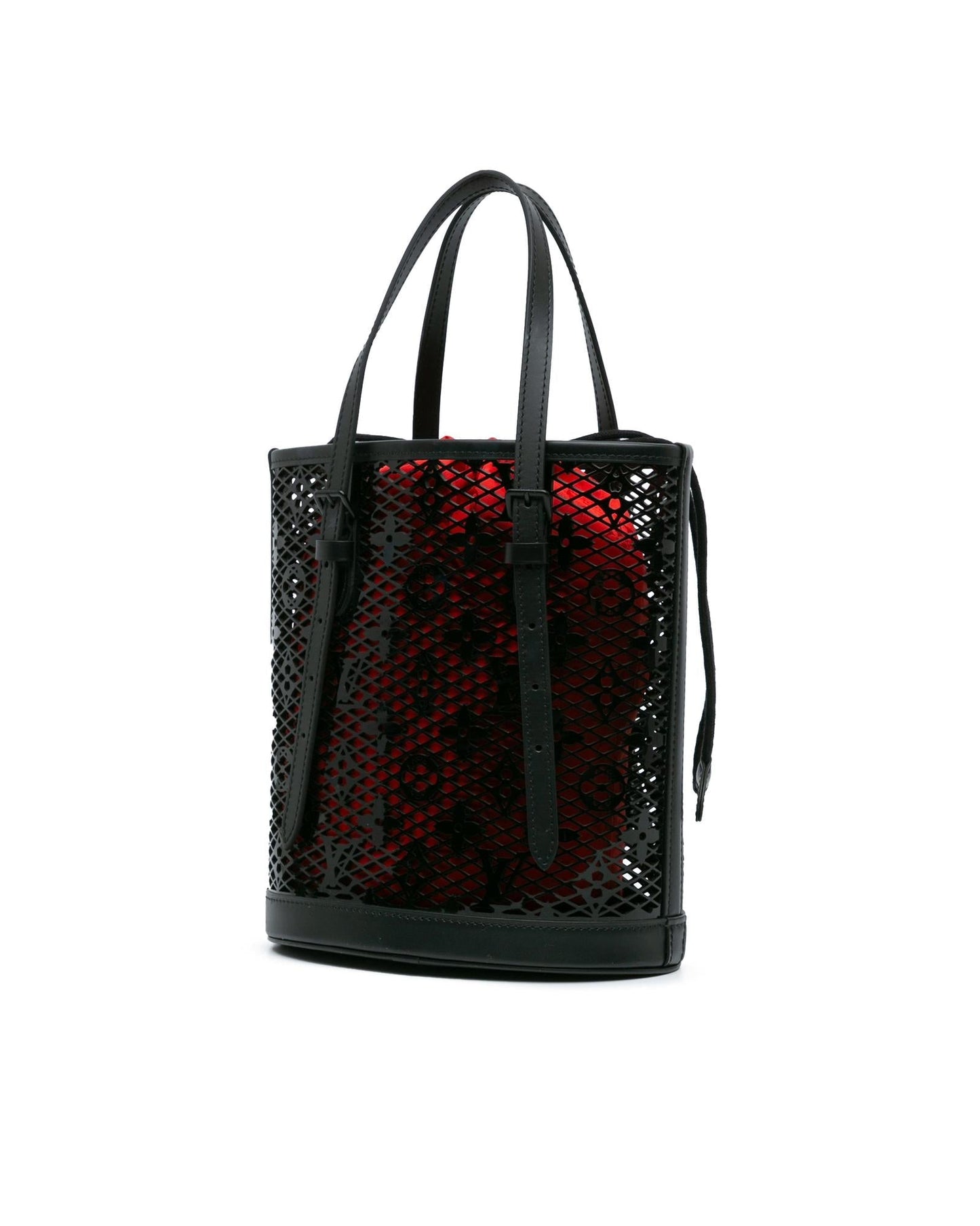 Monogram Lace Bucket PM with Adjustable Straps and Fabric Pouch