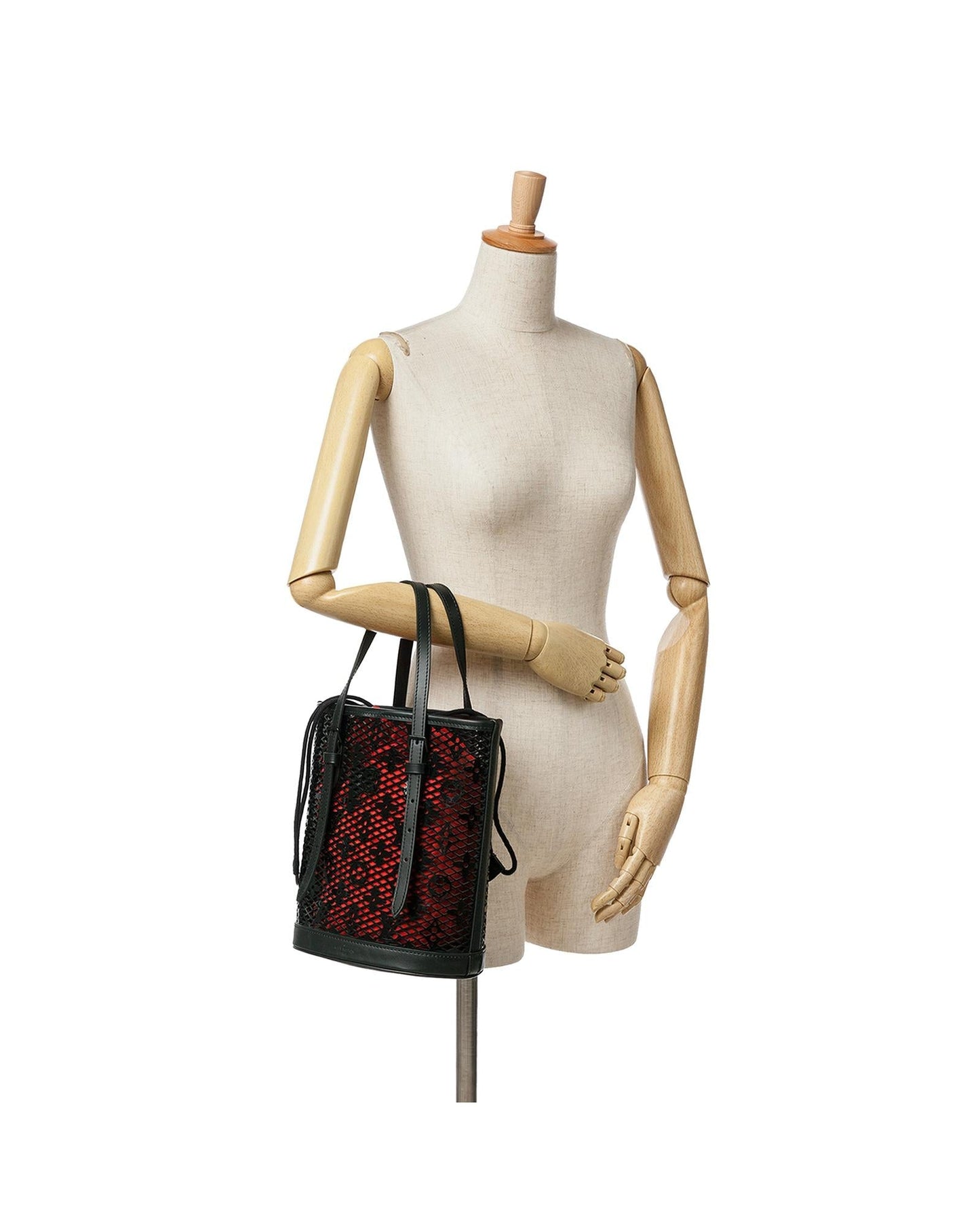 Monogram Lace Bucket PM with Adjustable Straps and Fabric Pouch