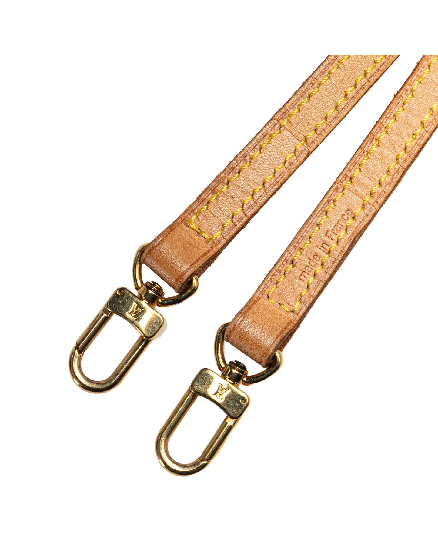 Vachetta Leather Shoulder Strap with Gold Tone Lobster Hook Clasps