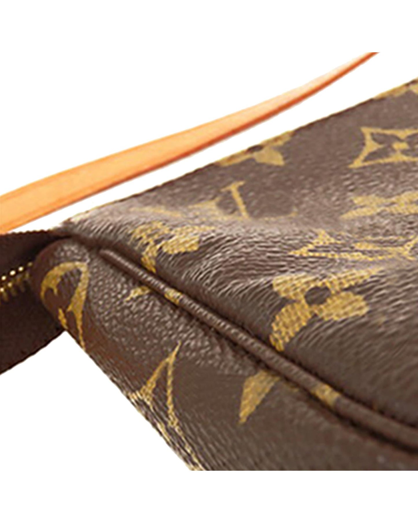 Monogram Canvas Pochette with Leather Strap and Zip Closure