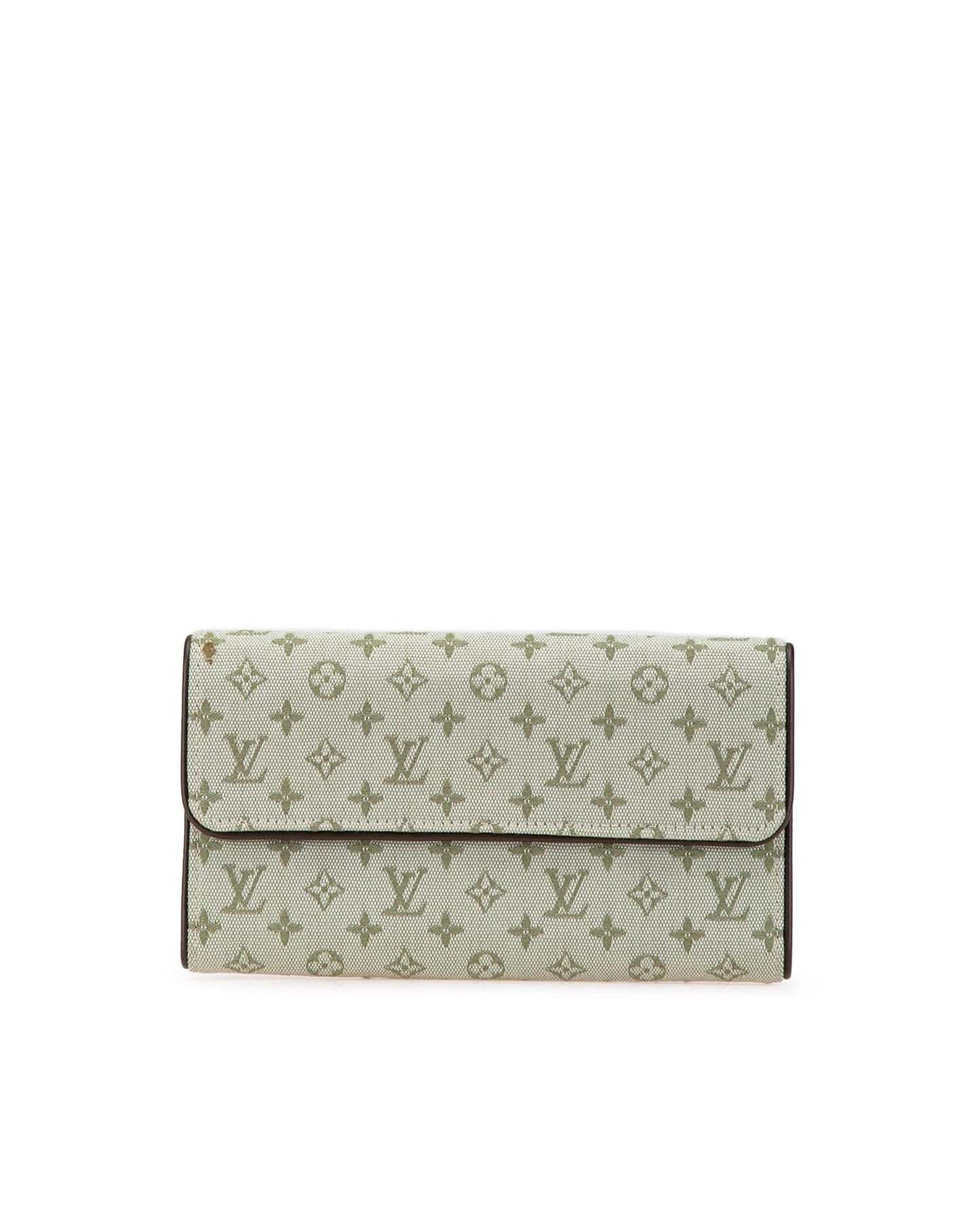 Monogram Canvas Wallet with Leather Trim and Multiple Pockets