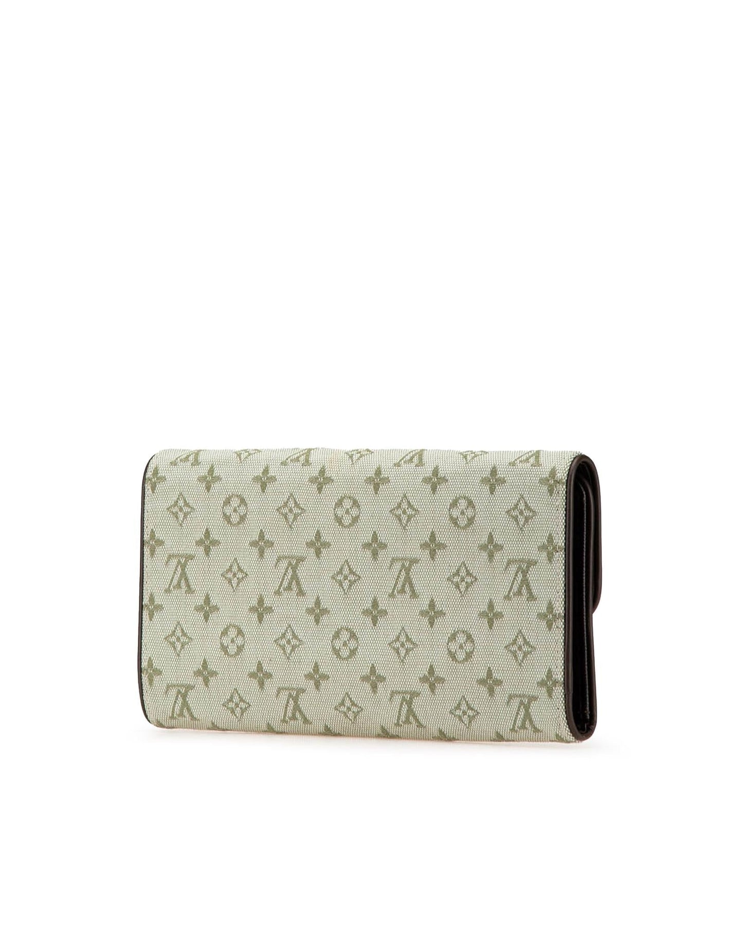 Monogram Canvas Wallet with Leather Trim and Multiple Pockets