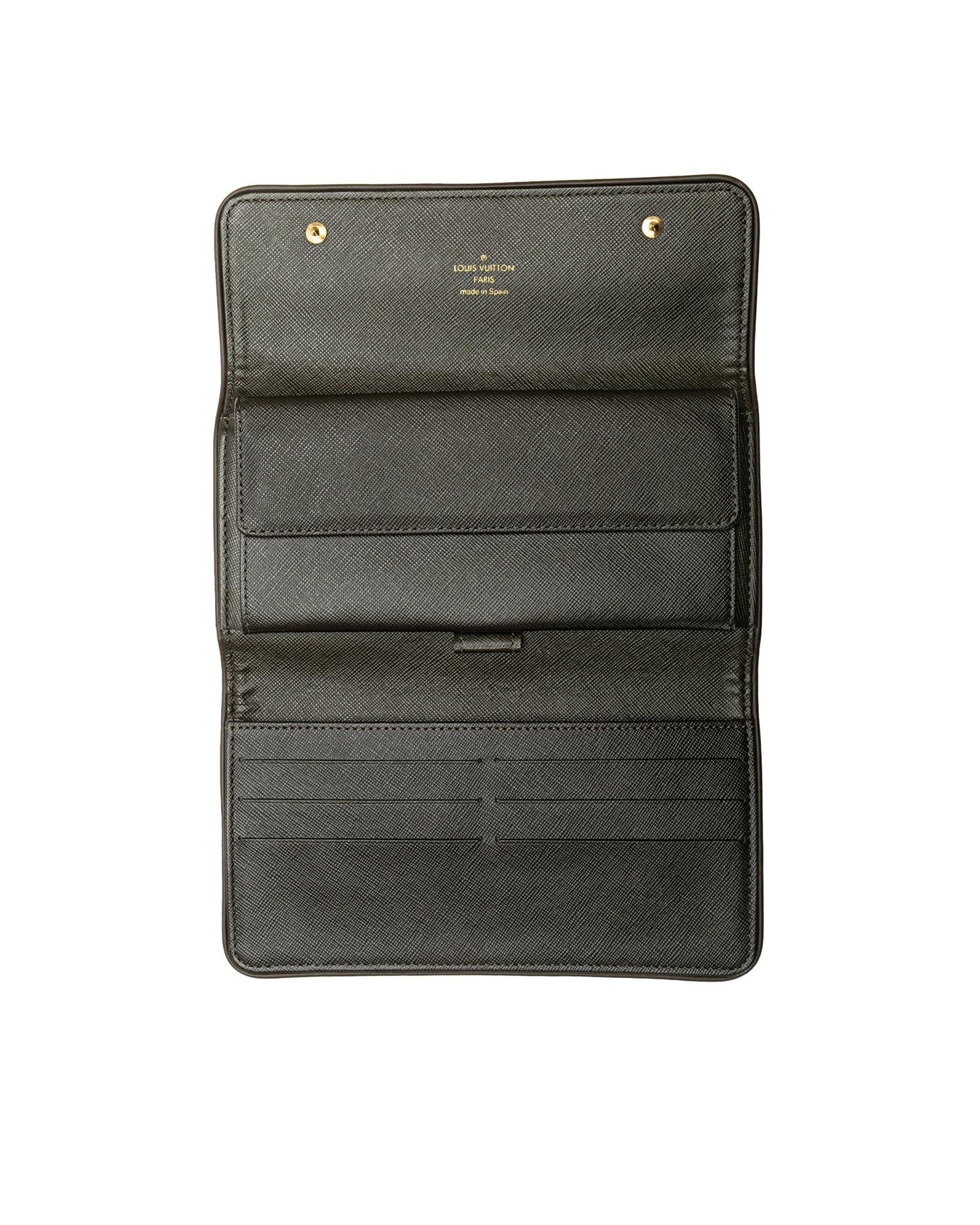 Monogram Canvas Wallet with Leather Trim and Multiple Pockets