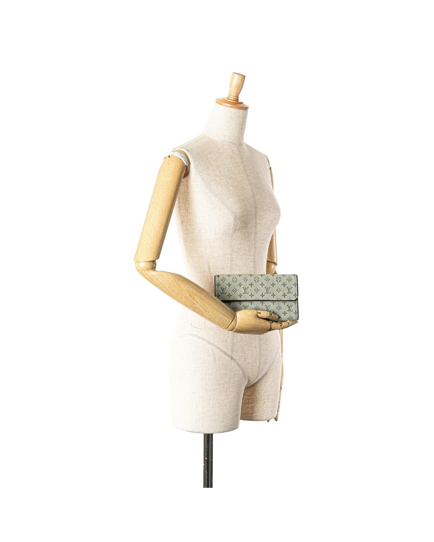 Monogram Canvas Wallet with Leather Trim and Multiple Pockets
