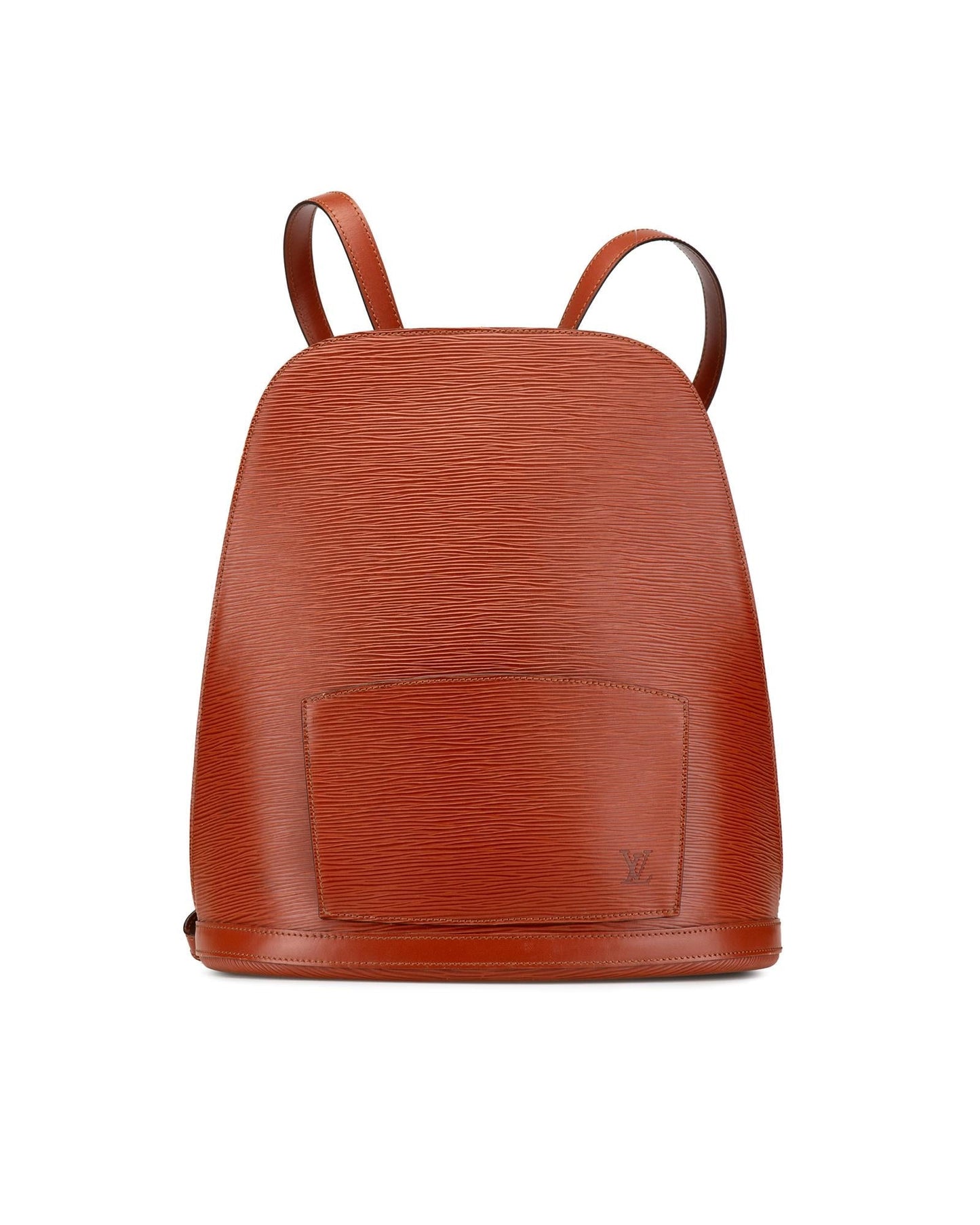 Epi Leather Backpack with Adjustable Straps and Front Zip Pocket