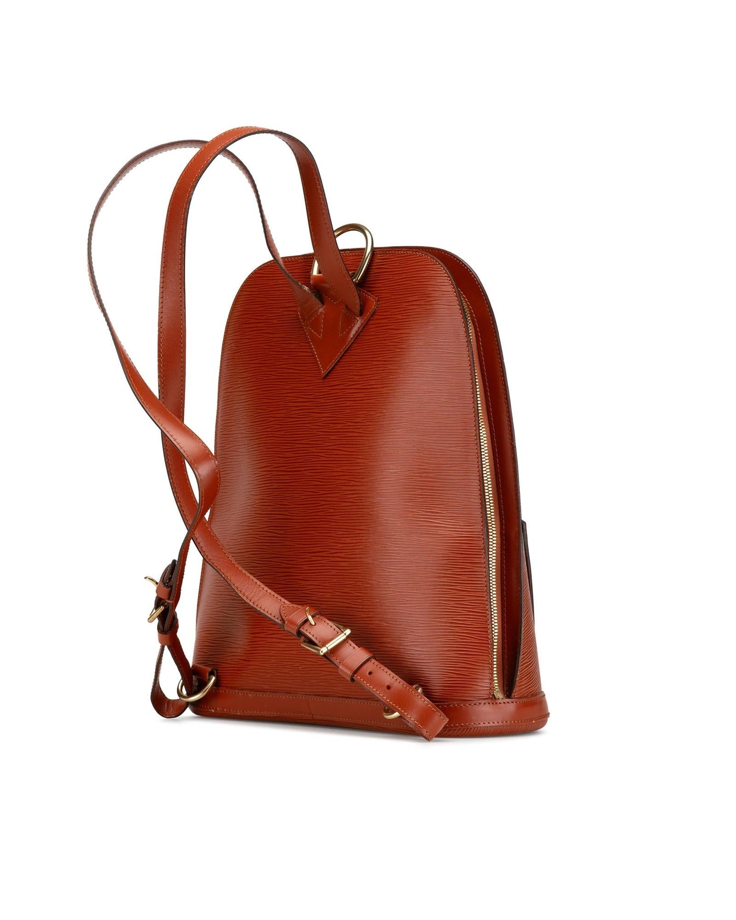 Epi Leather Backpack with Adjustable Straps and Front Zip Pocket